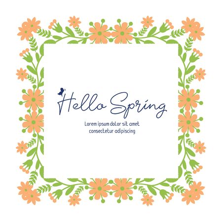 Hello Spring lettering with floral frameのイラスト素材