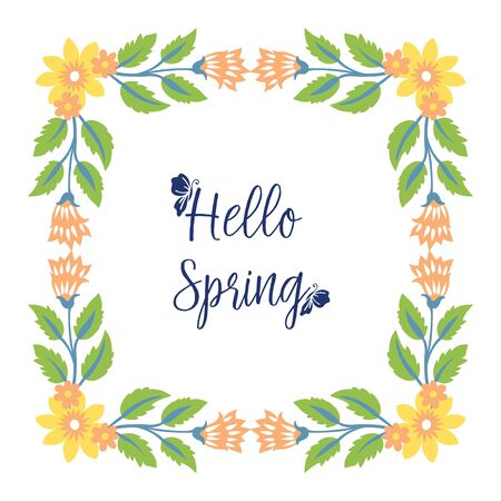Hello Spring lettering with floral frameのイラスト素材