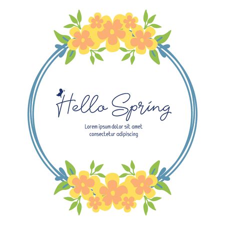Hello Spring lettering with floral frameのイラスト素材