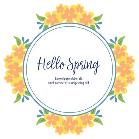 Hello Spring lettering with floral frameのイラスト素材