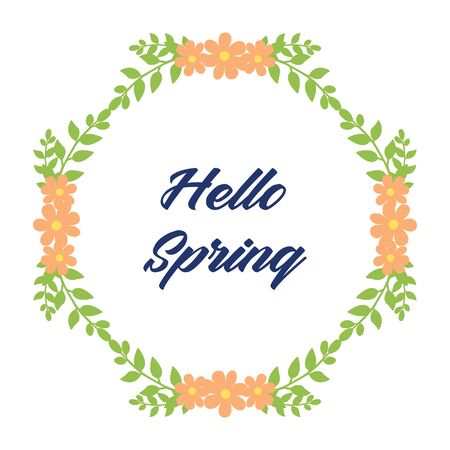 Hello Spring lettering with floral frameのイラスト素材