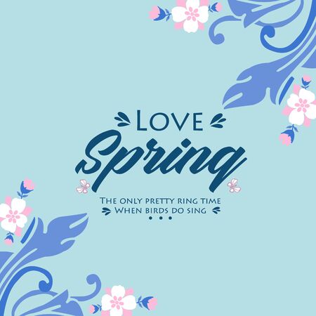 Romantic invitation card design for Love Spring, with leaf and wreath cute frame. Vector illustrationのイラスト素材
