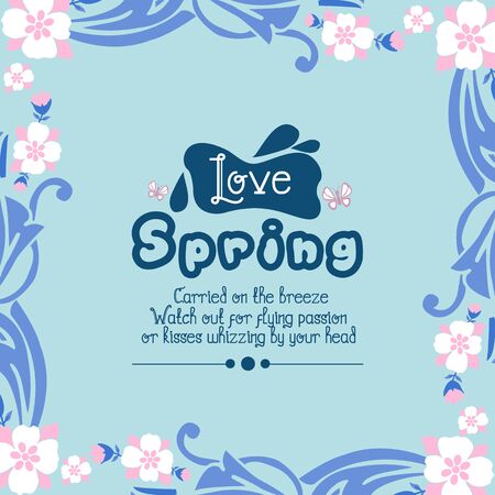 Love spring card decoration, with beautiful pattern of leaf and floral frame. Vector illustrationのイラスト素材