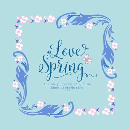 The love spring invitation card decoration, with romantic of leaf and wreath frame. Vector illustrationのイラスト素材