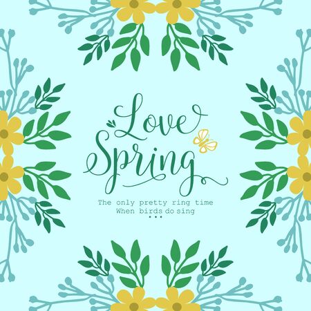 The love spring card design, with elegant pattern of leaf and flower frame. Vector illustrationのイラスト素材