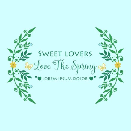 Unique pattern of leaf and floral frame with cute style, for love spring greeting card design. Vector illustrationのイラスト素材