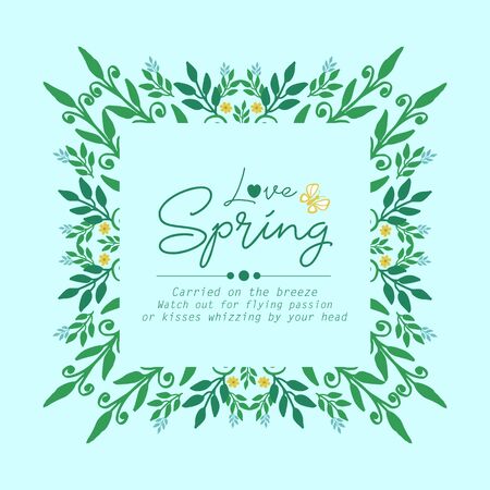 Crowd of modern leaf and flower frame, for love spring invitation card concept. Vector illustrationのイラスト素材