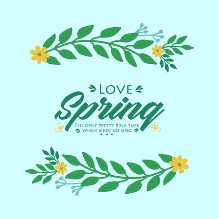 Simple decoration of leaf and floral frame, for unique love spring greeting card template design. Vector illustrationのイラスト素材