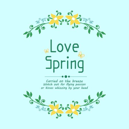 Element art design of leaves and yellow wreath, for love spring invitation card decor. Vector illustrationのイラスト素材