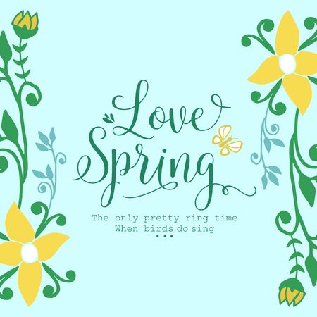 Unique invitation card design for Love Spring, with leaf and flower frame. Vector illustrationのイラスト素材