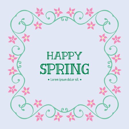 Happy Spring lettering with floral frameのイラスト素材
