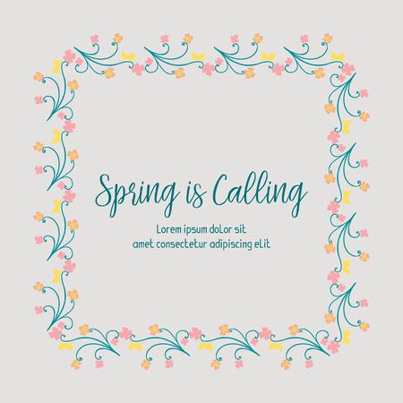 Spring is calling lettering with floral frameのイラスト素材