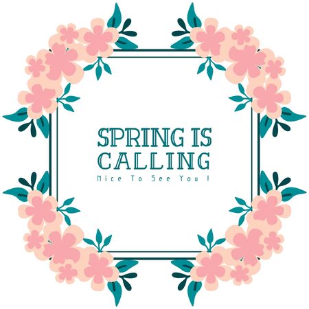 Spring is calling lettering with floral frameのイラスト素材