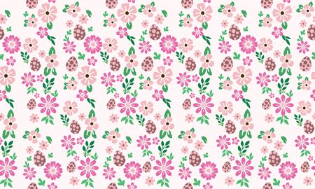 Easter eggs and floral background designのイラスト素材