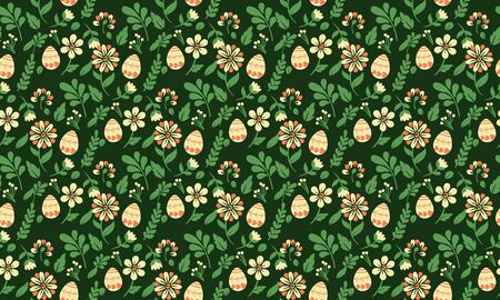 Easter eggs and floral background designのイラスト素材