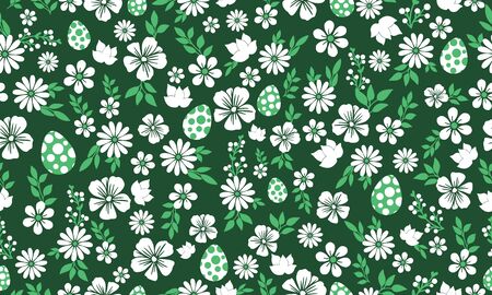 Easter eggs and floral background designのイラスト素材