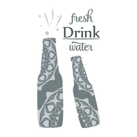 Unique grey color of bottle with mandala beautiful art design. Vector illustrationのイラスト素材