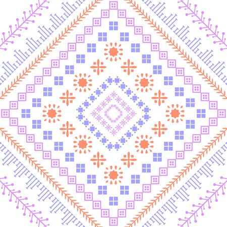 Seamless embroidered design pattern for living room decor. Collection