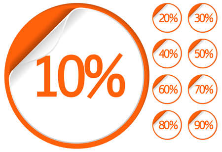 Orange sale sticker or label up to 10-90 percent vectorのイラスト素材