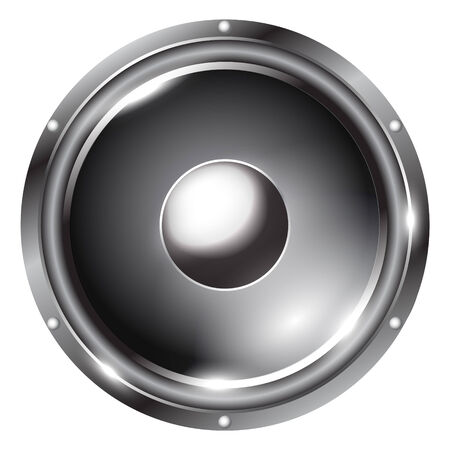 Black audio speaker with screw on white backgroundのイラスト素材