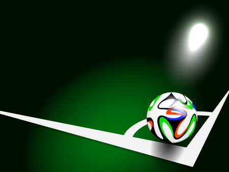 Soccer or football ball in corner on green backgroundのイラスト素材