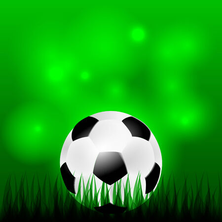 Soccer or football ball in grass on green backgroundのイラスト素材