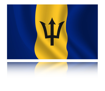 Barbados flag with shadow in the wind illustrationのイラスト素材