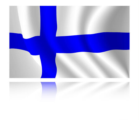 Finland flag with shadow in the wind illustrationのイラスト素材