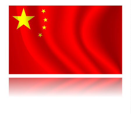 China flag with shadow in the wind illustrationのイラスト素材