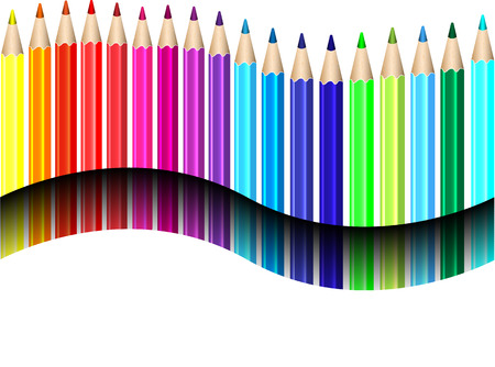 Color pencils with shadow 3d illusion illustration のイラスト素材