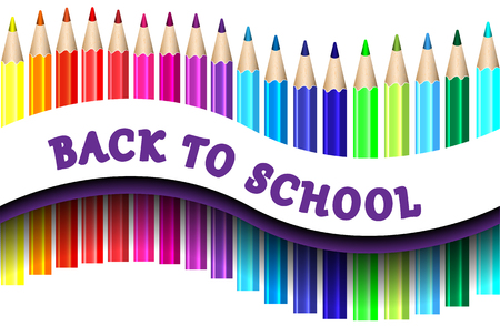 Back to school on white and color pencilsのイラスト素材