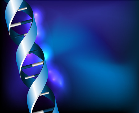 Blue DNA spirals on abstract background illustrationのイラスト素材