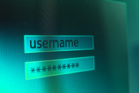 Login username and password on computer screen or monitorの写真素材
