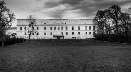 Czech castle Karvina Frystat black and white photographyのeditorial素材