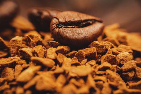 Instant Coffee and beans close-up extreme macro photographyの写真素材