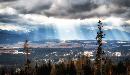 Lomnicky stit hill in Tatra mountains winter landscapeの写真素材