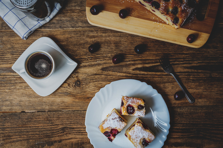 Traditional czech bubble cake or souffle with cherries