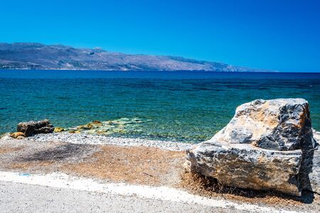 Ocean beach  on the Crete in sunny dayの写真素材