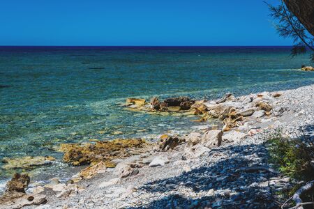 Ocean beach  on the Crete in sunny dayの写真素材