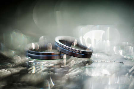 Beautiful jewel wedding rings closeup macro photography