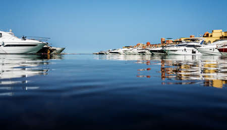 Elgouna / Egypt- April 15 2022: luxury yachts in egyptian city elgounaのeditorial素材