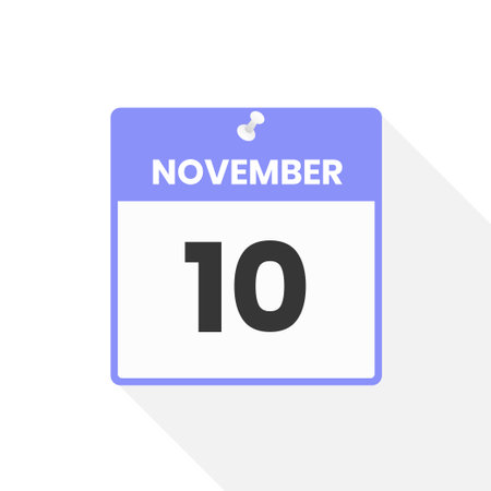 November 10 calendar icon. Date, Month calendar icon vector illustrationのイラスト素材