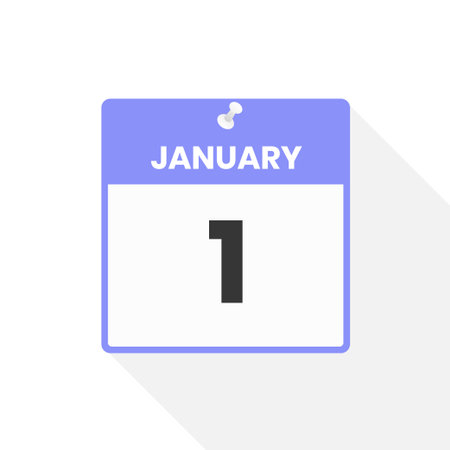 January 1 calendar icon. Date, Month calendar icon vector illustrationのイラスト素材