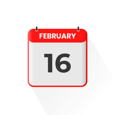 16th February calendar icon. February 16 calendar Date Month icon vector illustratorのイラスト素材