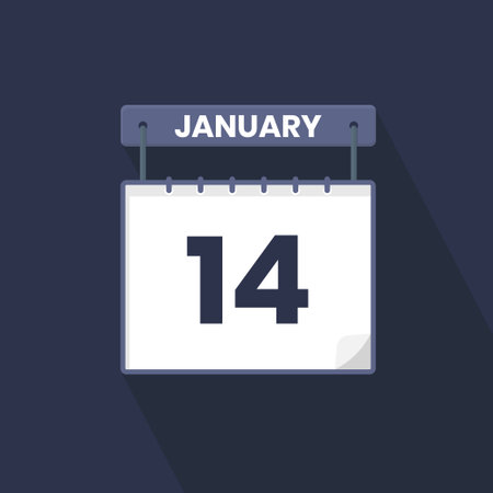 14th January calendar icon. January 14 calendar Date Month icon vector illustratorのイラスト素材
