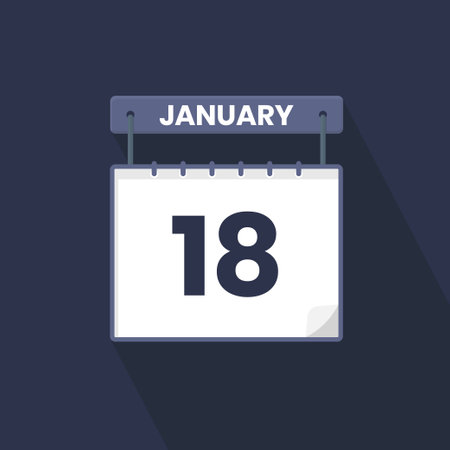 18th January calendar icon. January 18 calendar Date Month icon vector  illustrator:: tasmeemME.com
