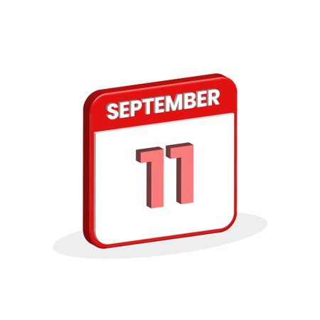 11th September calendar 3D icon. 3D September 11 calendar Date, Month icon vector illustratorのイラスト素材