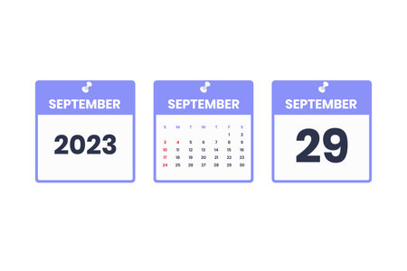 September calendar design. September 29 2023 calendar icon for schedule, appointment, important date conceptのイラスト素材