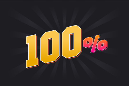 100% discount banner with dark background and yellow text. 100 percent sales promotional design.のイラスト素材