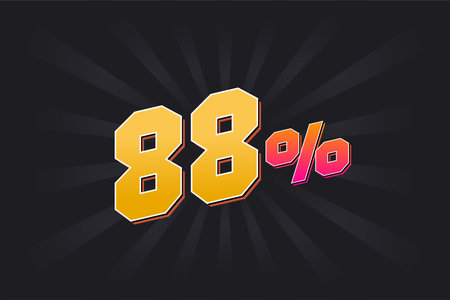 88% discount banner with dark background and yellow text. 88 percent sales promotional design.